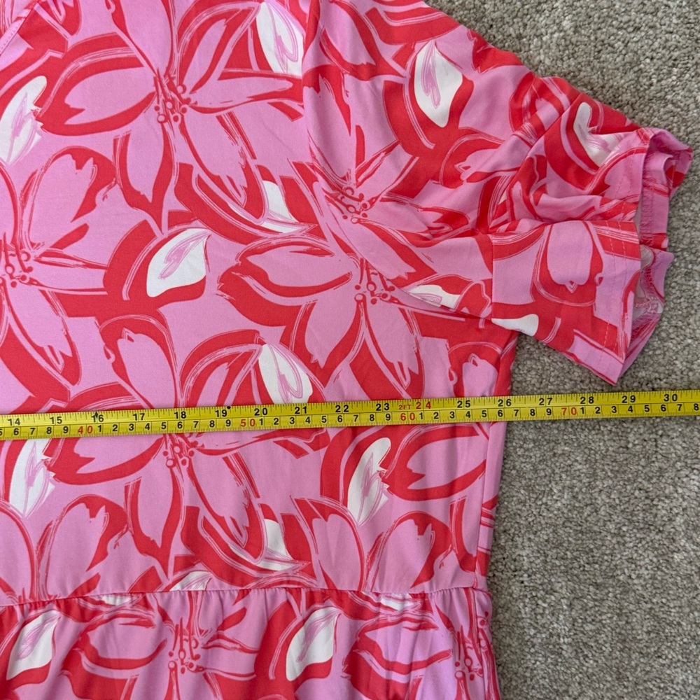 Muk Luks Cloud Knit tiered lounge dress in Pink Floral - Picture 4 of 12